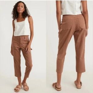 Marine Layer Maya Washed Amber Brown Slim Straight Utility Pants Size 4